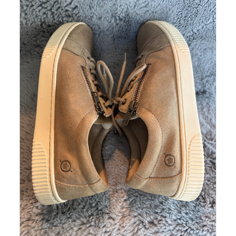 BORN Tamara Tan Suede Leather Lace Up Sneakers Side Zip Comfort Slip-On - Picture 5 of 9
